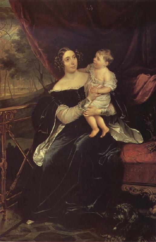 Karl Briullov Portrait of Olga davydova with Her Daughter Natalia Sweden oil painting art